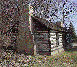 Log cabin on the grounds of the Ham House Museum
